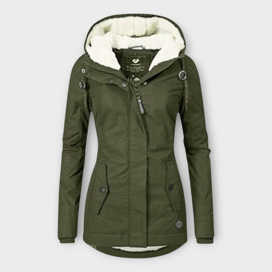 Sophie - Olivgrüne gefütterte wasserfeste Winterjacke