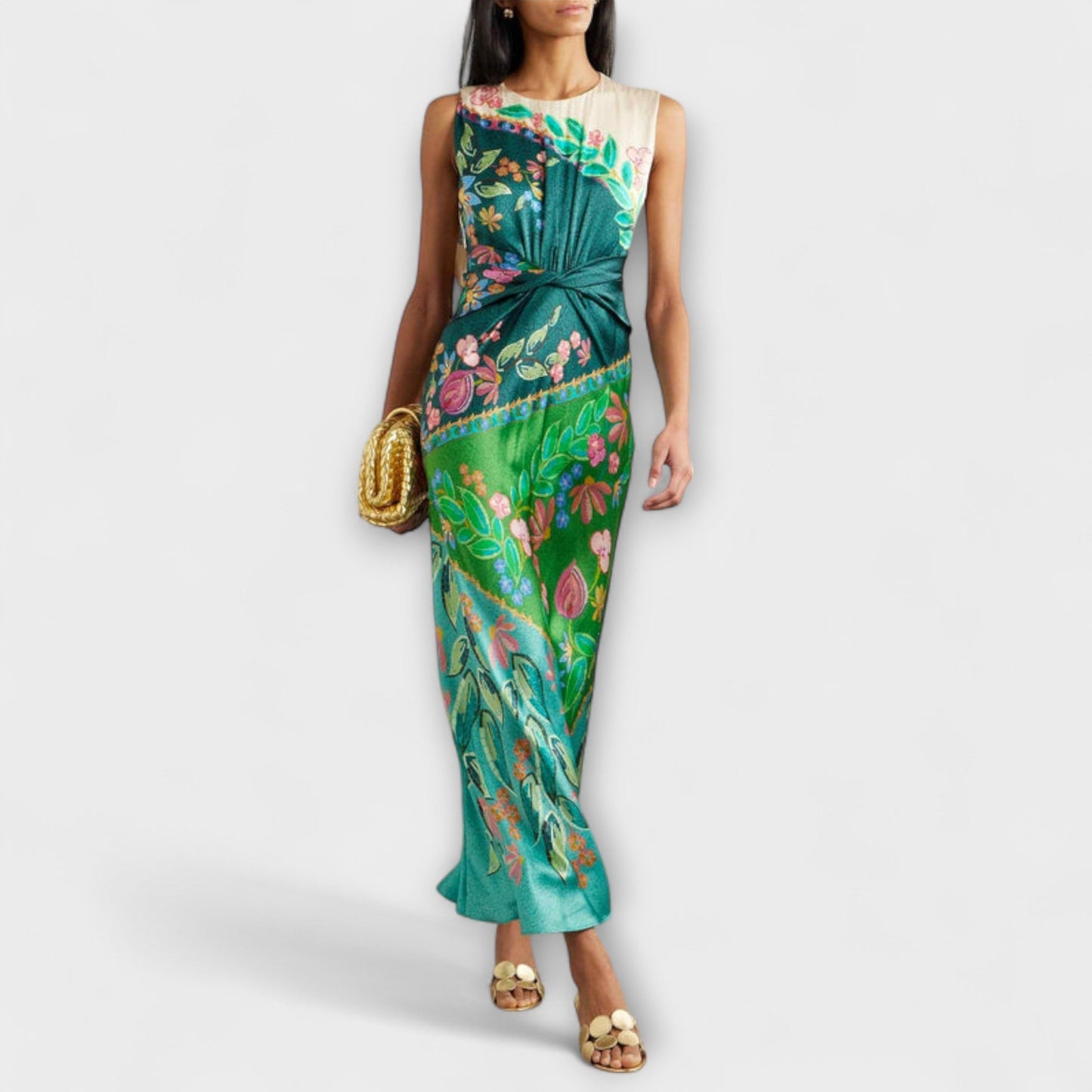 Aisling | Buntes drapiertes Maxikleid mit Blütenmuster