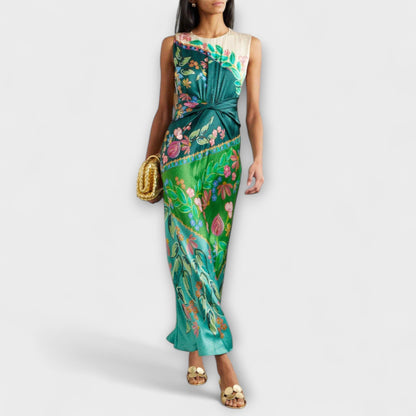 Aisling | Buntes drapiertes Maxikleid mit Blütenmuster