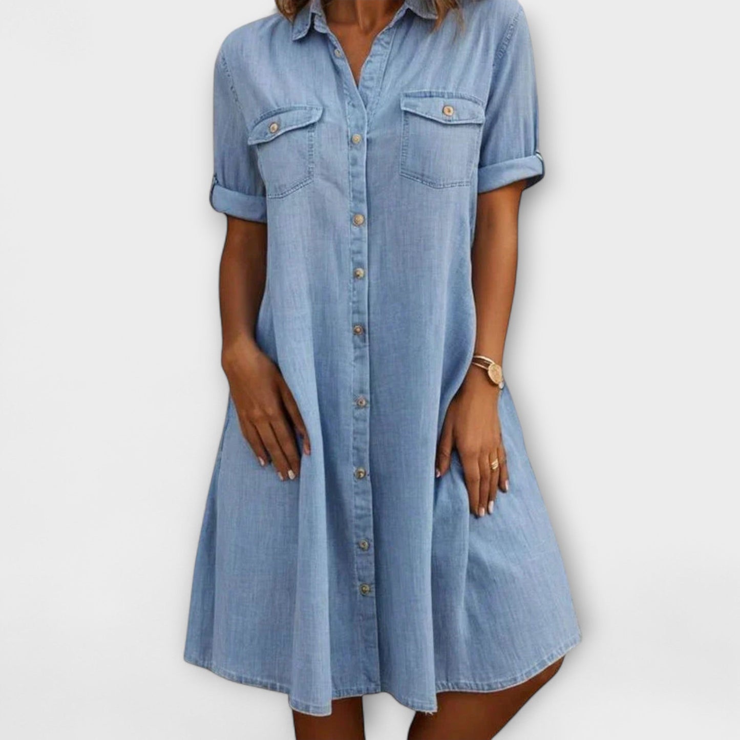 Casual A-Linien-Kleid in Jeansblau