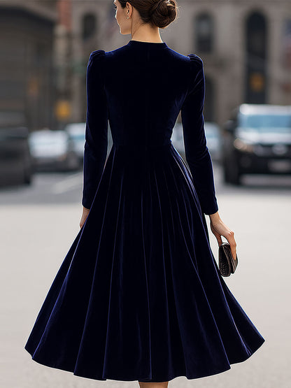 Chantal | Midikleid mit langen Ärmeln Marineblau