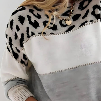 Kim | Strickpullover mit Leopardenakzent