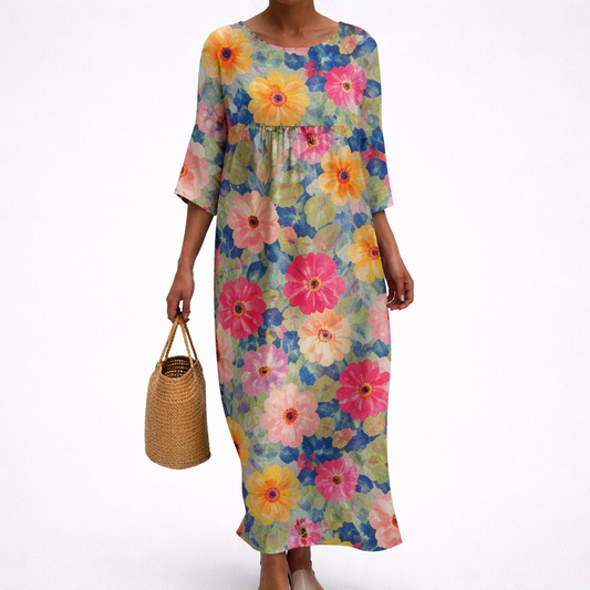 Anja | Schickes und bequemes langes fliessendes Kleid