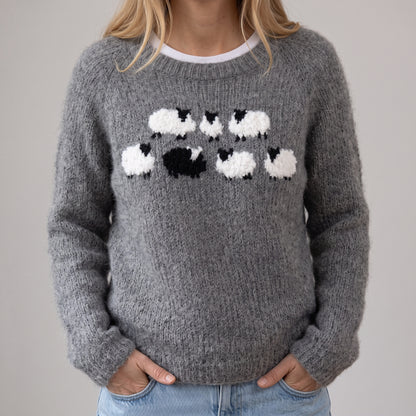 Das Bianca | Grauer Pullover mit Schafmotiv