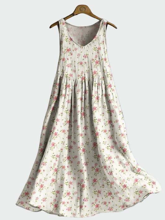 Weisses Trägerkleid mit zarten Blüten