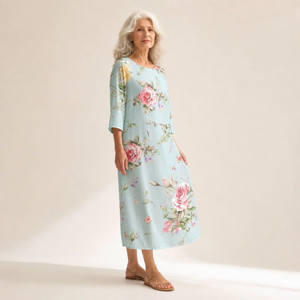 Silvia | Schickes und bequemes langes fliessendes Kleid