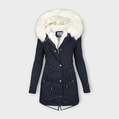 Ivara - Olivgrüne Winterjacke mit Fellkapuze