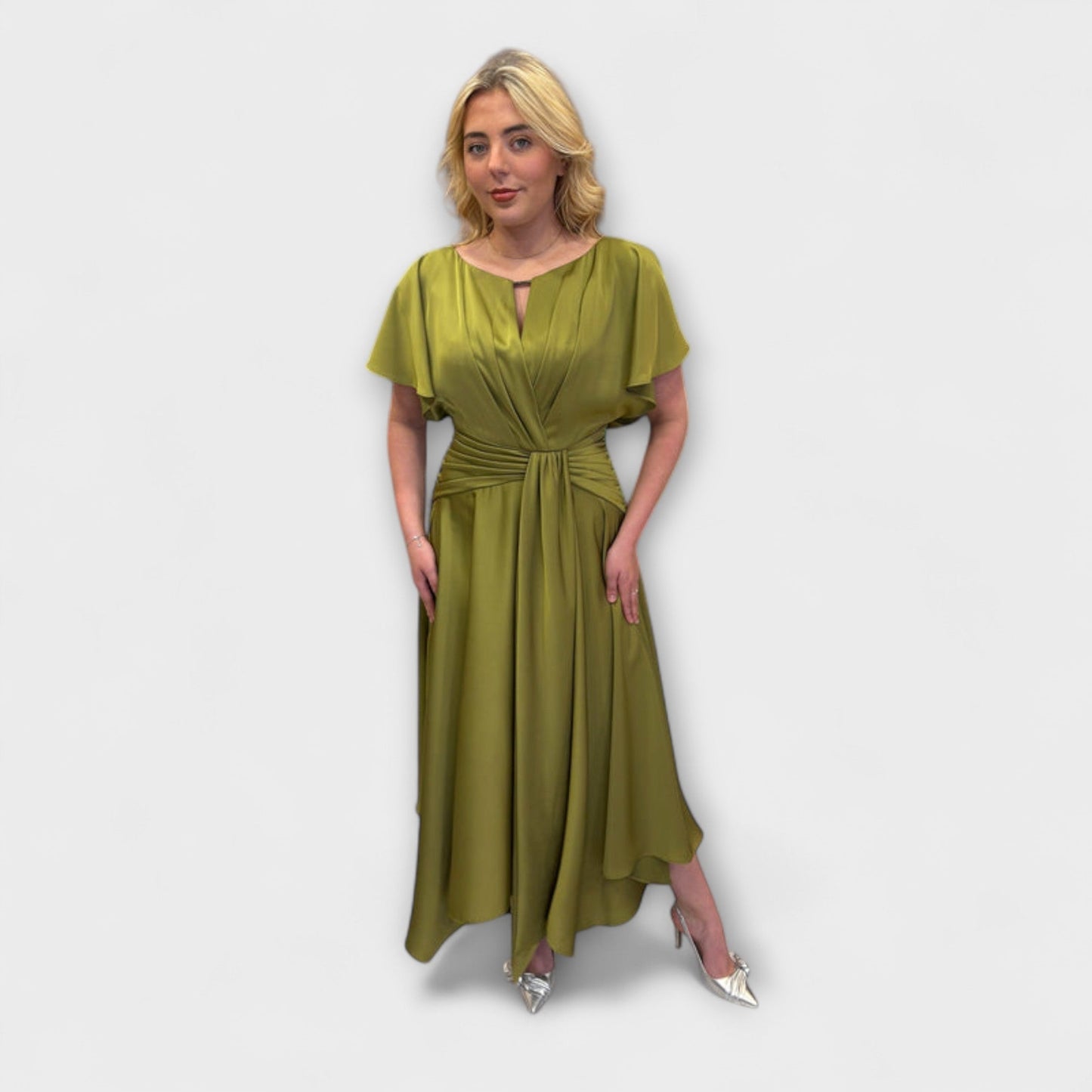 Anni | Olivgrünes drapiertes Rockkleid