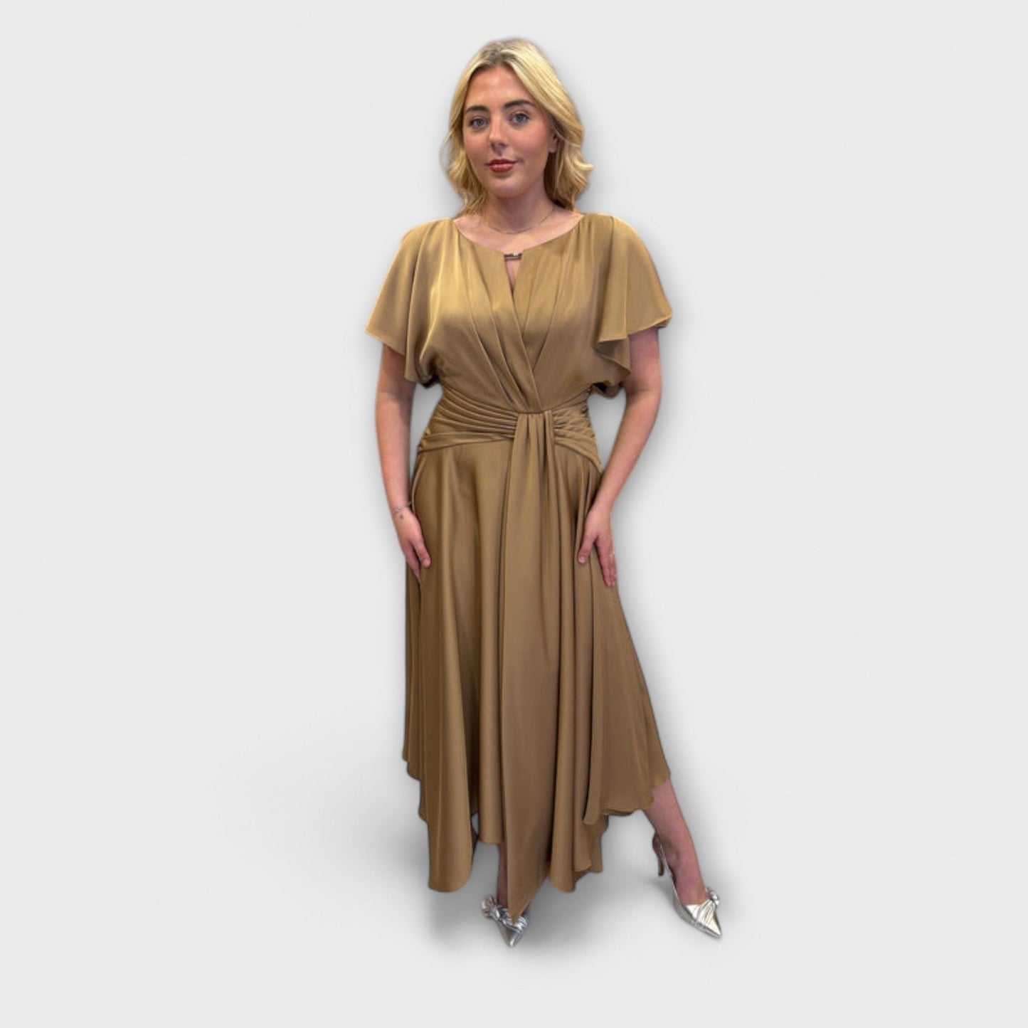 Anni | Olivgrünes drapiertes Rockkleid