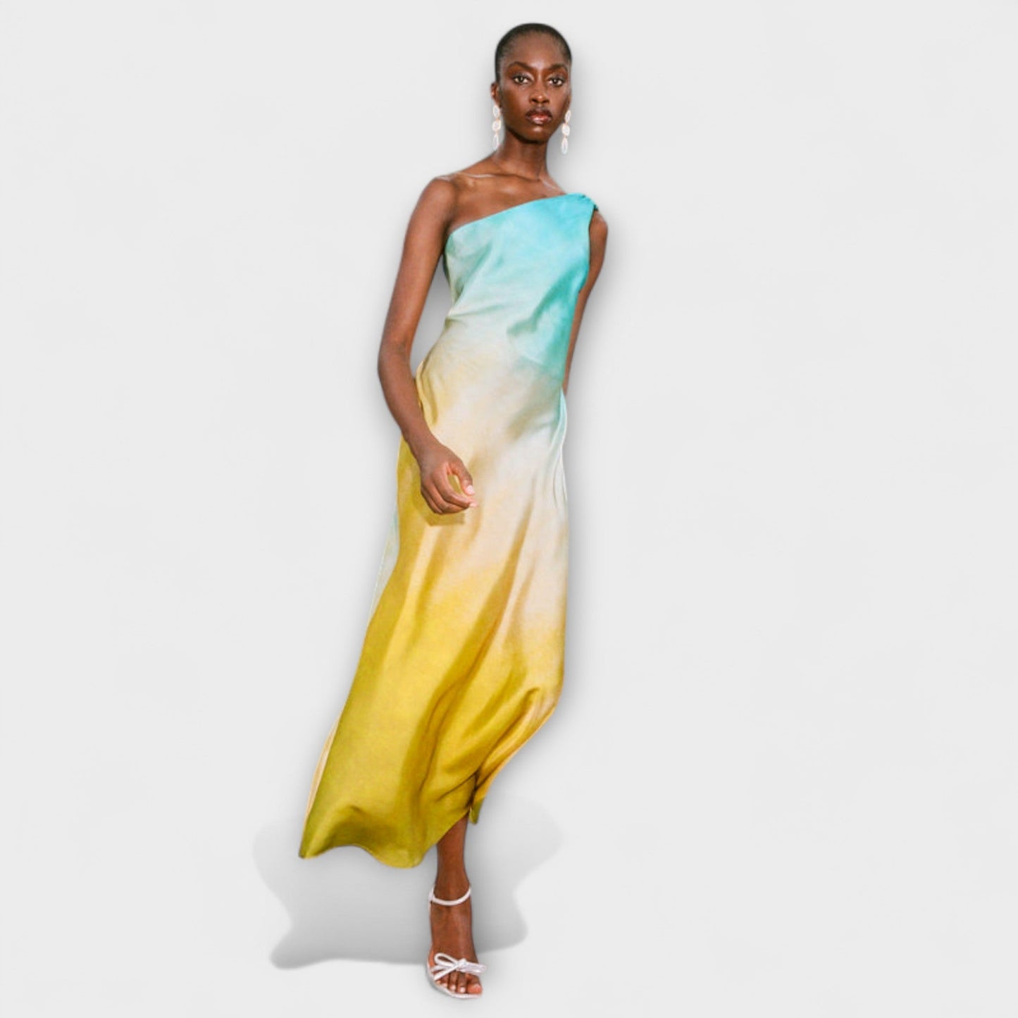 Arabella | Buntes One-Shoulder-Midikleid mit Batikmuster
