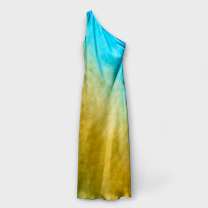 Arabella | Buntes One-Shoulder-Midikleid mit Batikmuster
