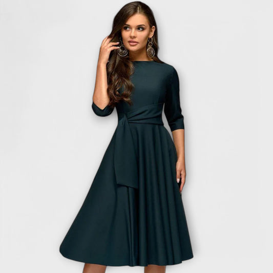 Petra | Dunkelgrünes Swing-Kleid