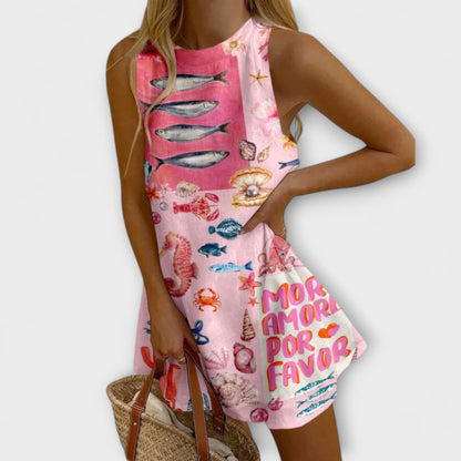 Inês - Rosa Mini-Kleid mit Print