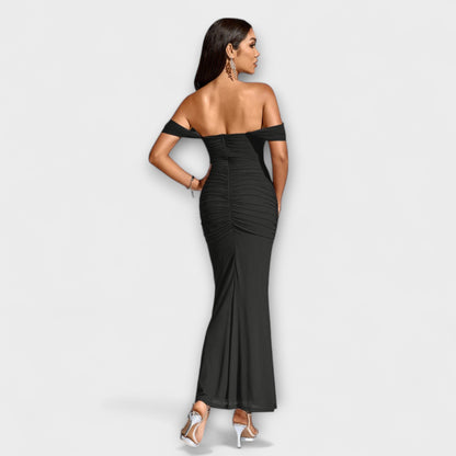 Ione - Braunes Off-Shoulder-Bodycon-Kleid
