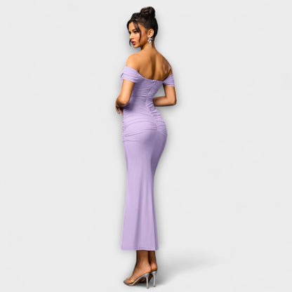 Ione - Braunes Off-Shoulder-Bodycon-Kleid