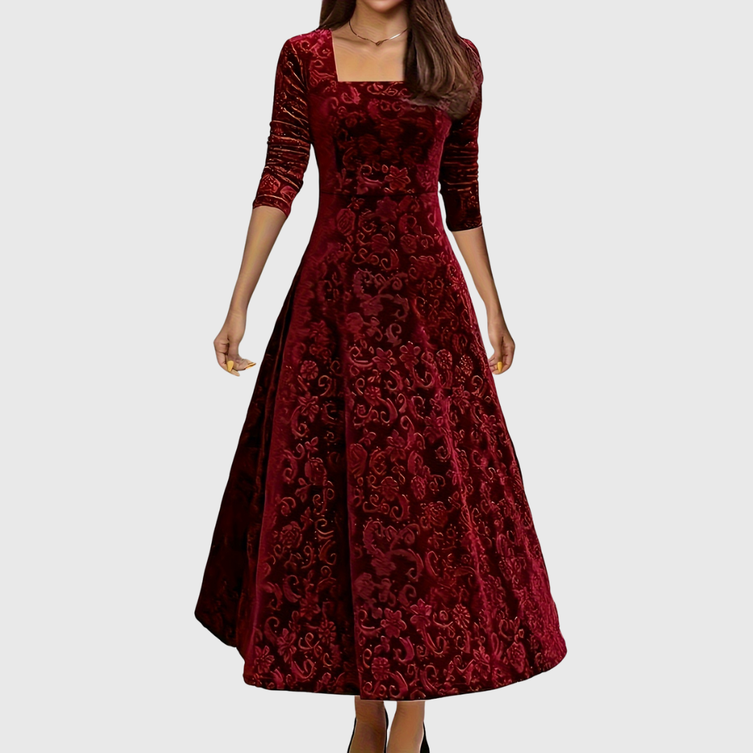 Andrea | Elegantes gemustertes Maxikleid