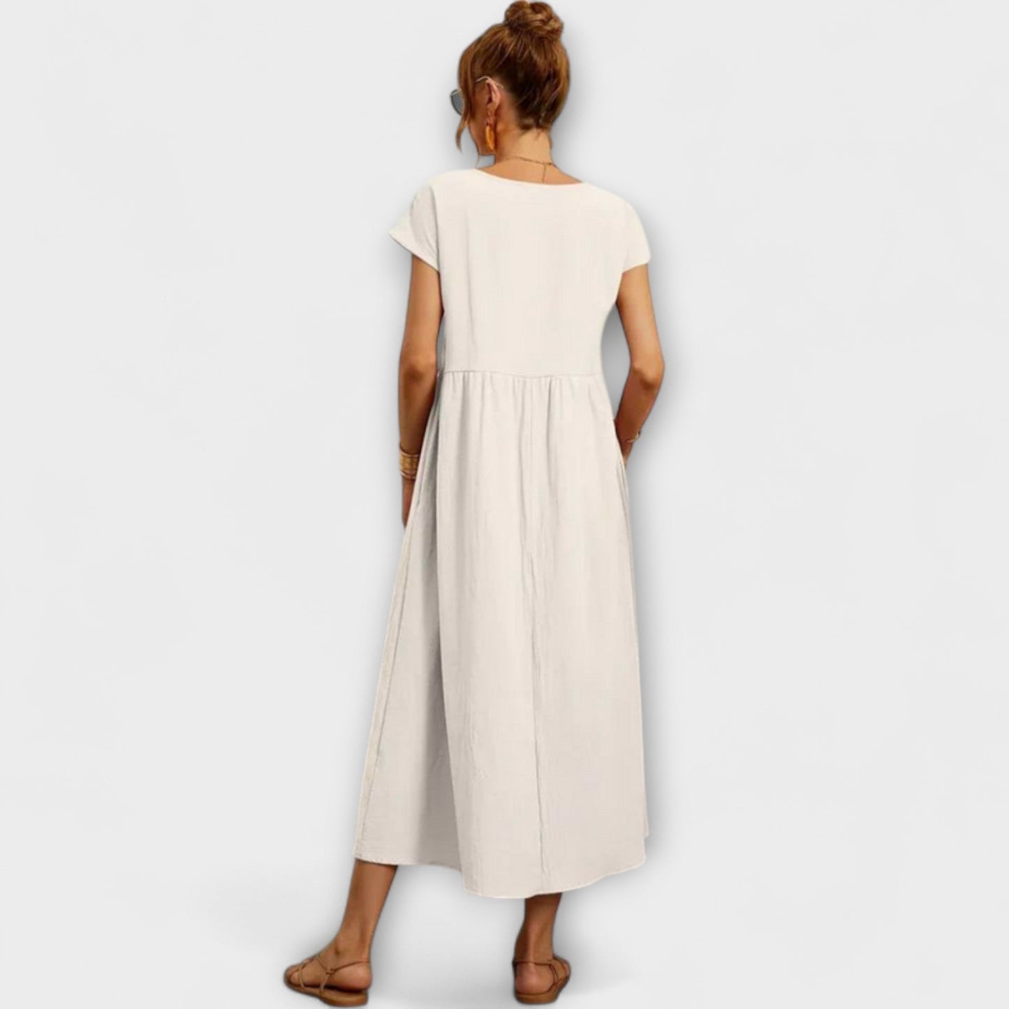 Elena - Olivgrünes leichtes Sommerkleid