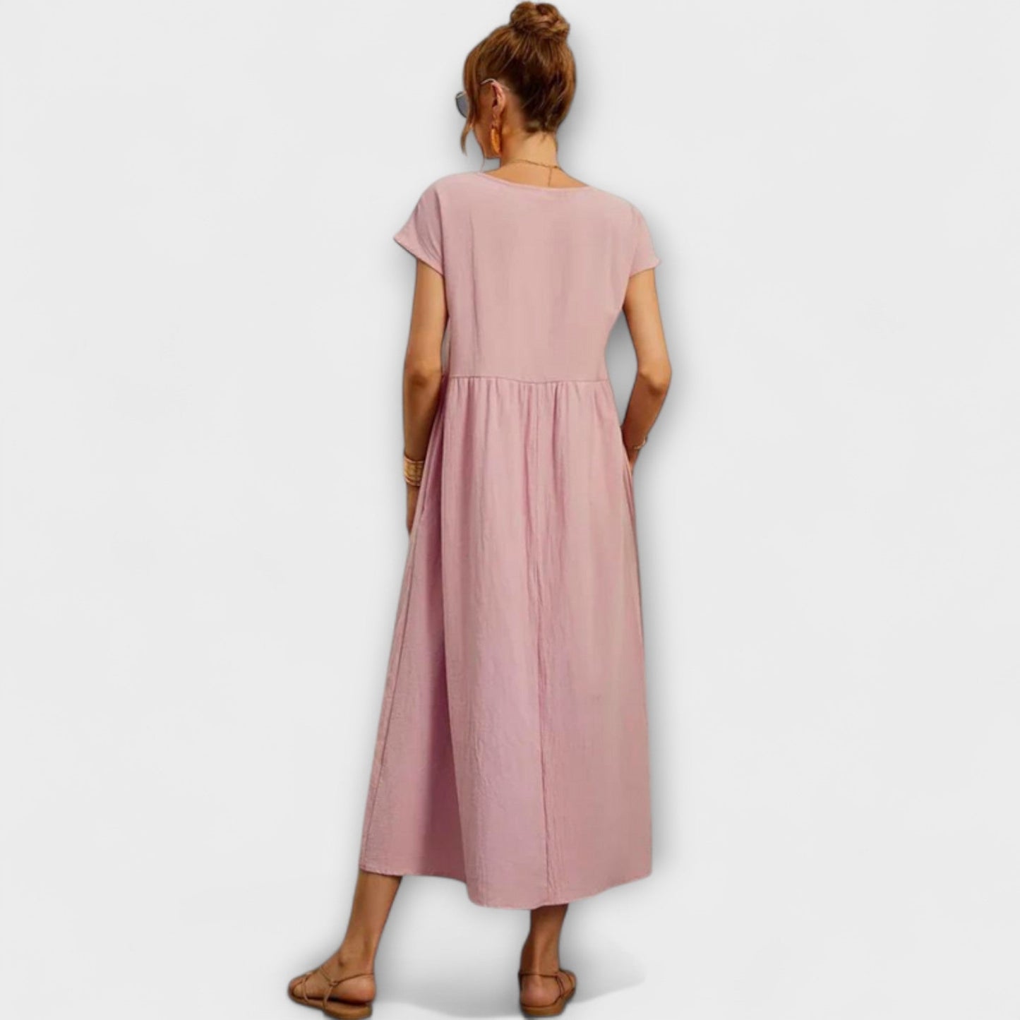 Elena - Olivgrünes leichtes Sommerkleid