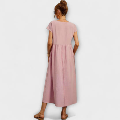 Elena - Olivgrünes leichtes Sommerkleid