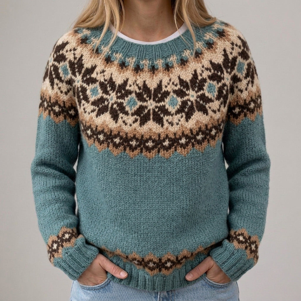 Das Tessa | Grüner Pullover mit Norweger-Muster