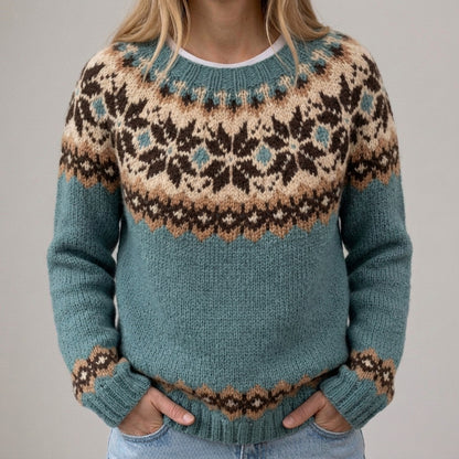 Das Tessa | Grüner Pullover mit Norweger-Muster