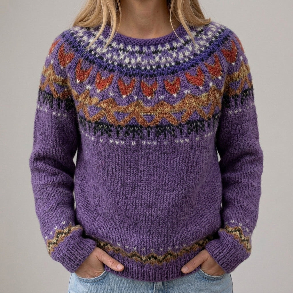 Das Marlen | Lila Pullover mit Norweger-Muster