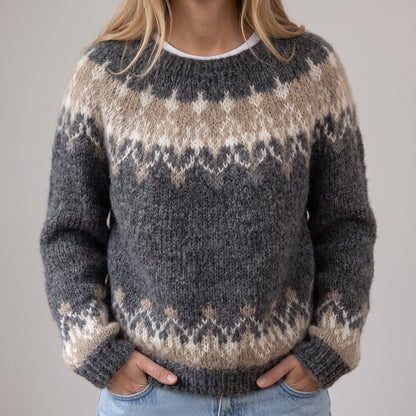 Das Nikola | Brauner gemütlicher Pullover mit Norweger-Muster