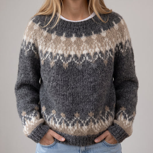 Das Nikola | Brauner gemütlicher Pullover mit Norweger-Muster