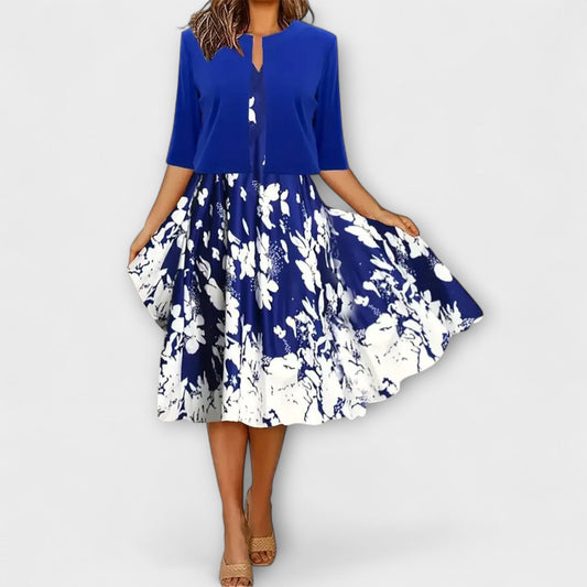 Marisa | Midikleid mit Blazer in Blau und Weiss