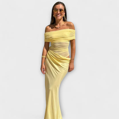 Puss - Gelbes Maxikleid mit Rüschen