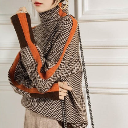 Jennifer | Luxuriöser Rollkragenpullover mit Fischgrätmuster