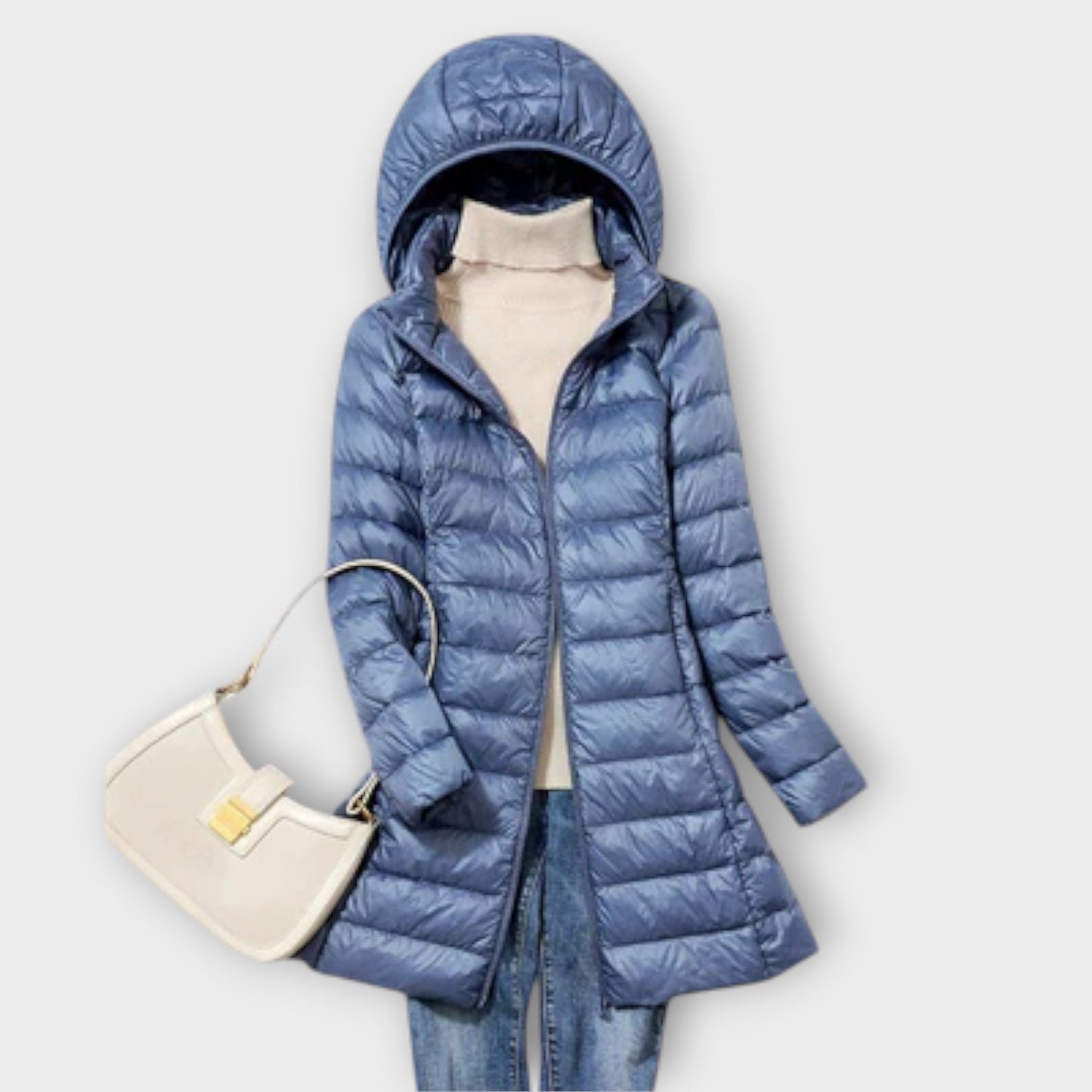Annika | Beige ultraleichte Daunenjacke mit Kapuze