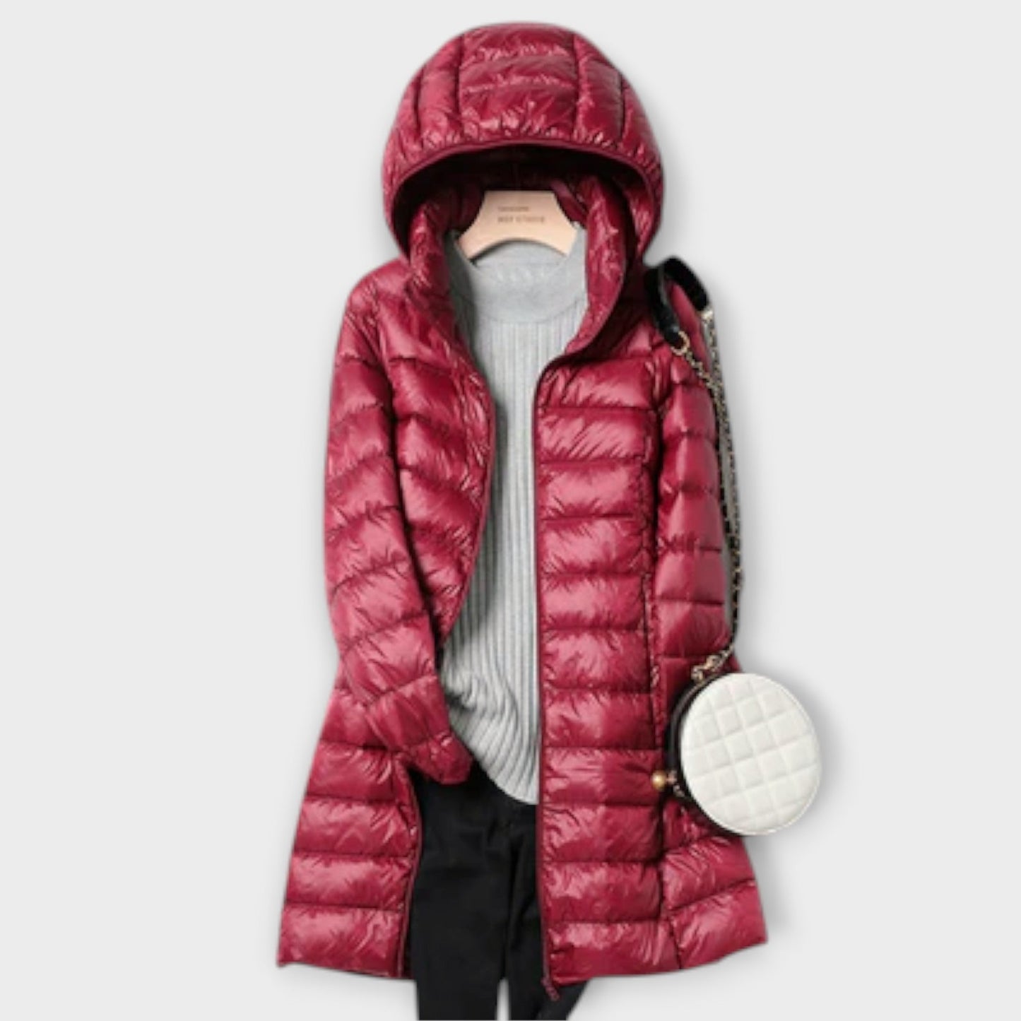 Annika | Beige ultraleichte Daunenjacke mit Kapuze