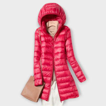 Annika | Beige ultraleichte Daunenjacke mit Kapuze
