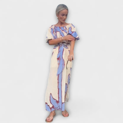 Georgia - Buntes Off-Shoulder-Maxikleid mit Print