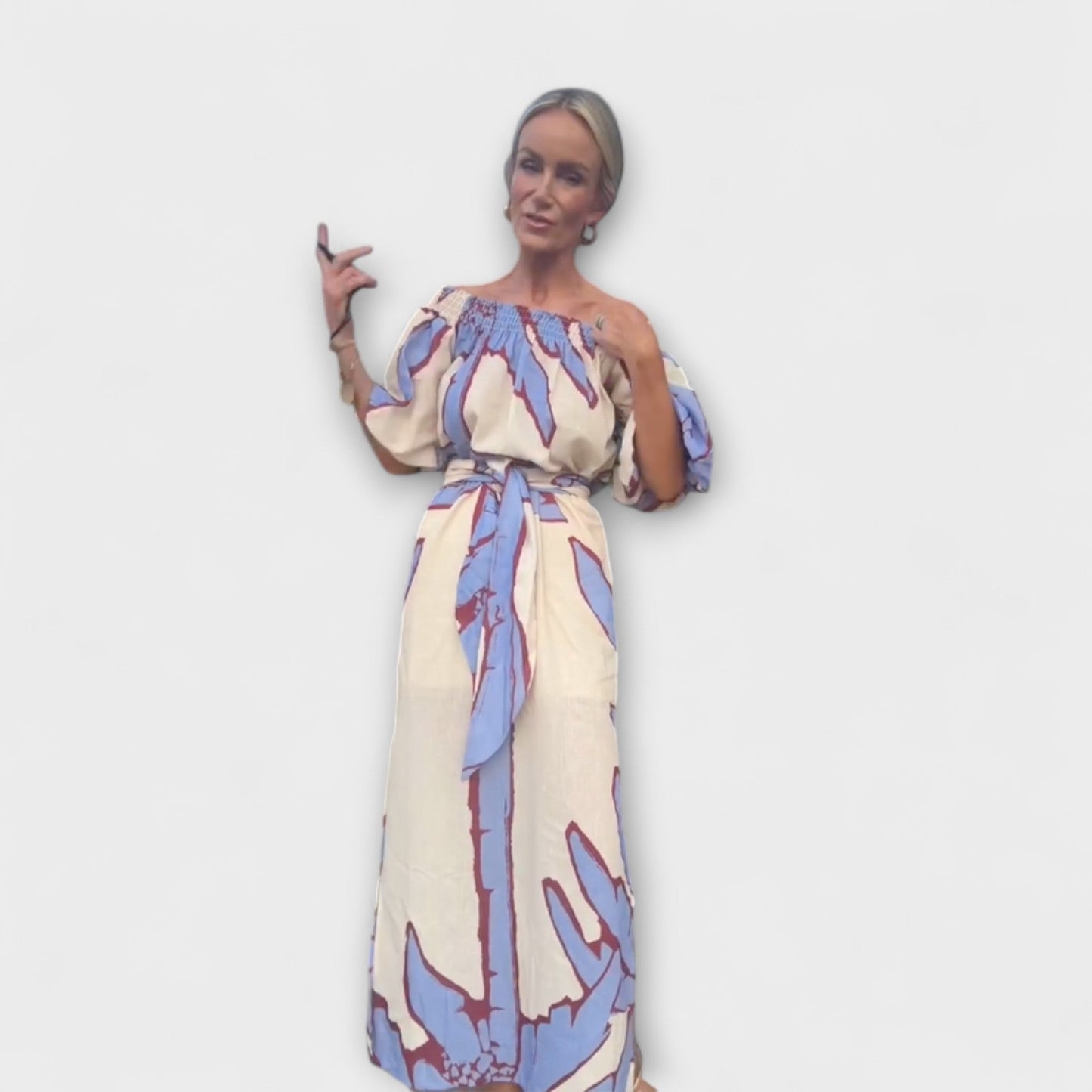 Georgia - Buntes Off-Shoulder-Maxikleid mit Print