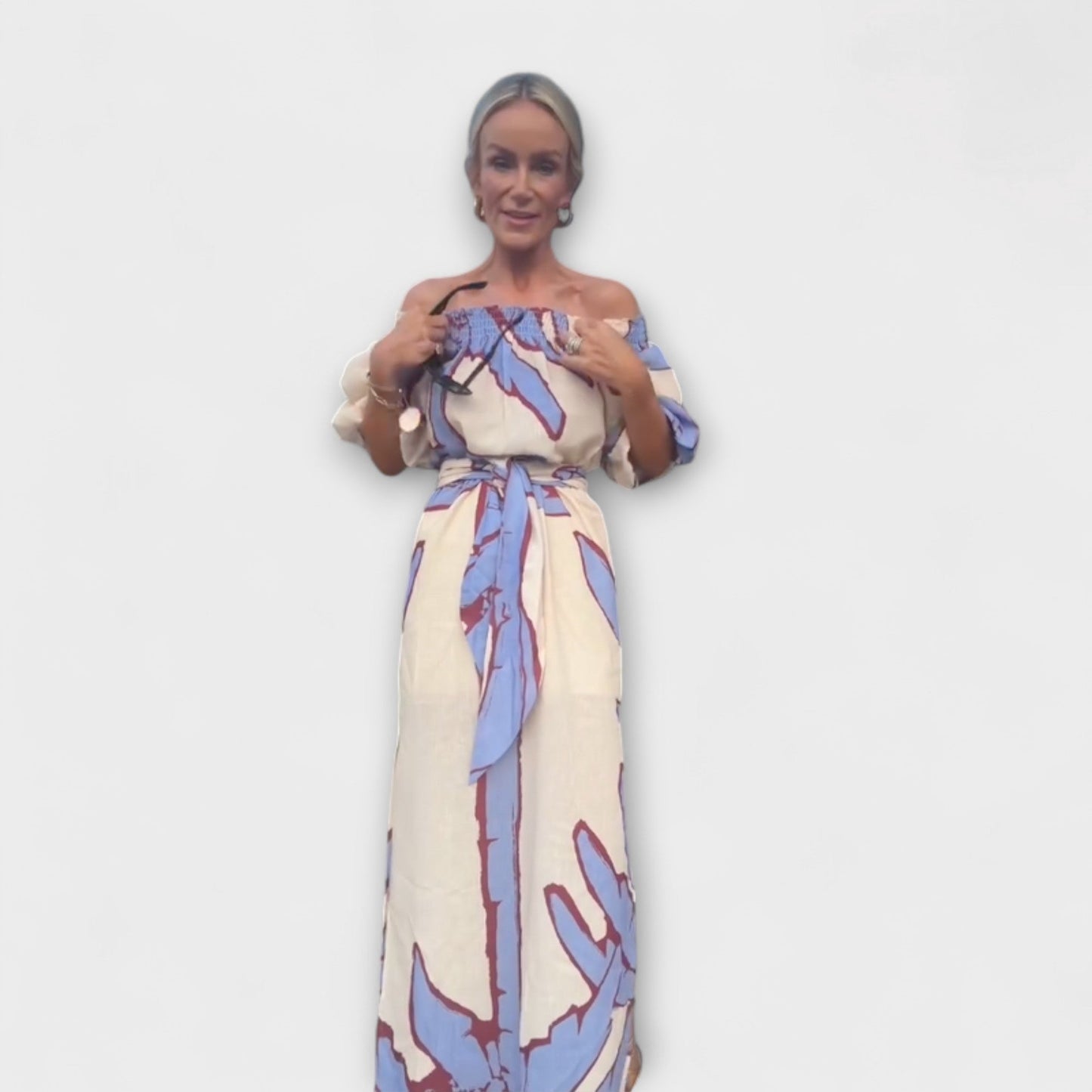 Georgia - Buntes Off-Shoulder-Maxikleid mit Print