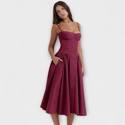 Rosalie - Salbeigrünes ärmelloses Korsettkleid
