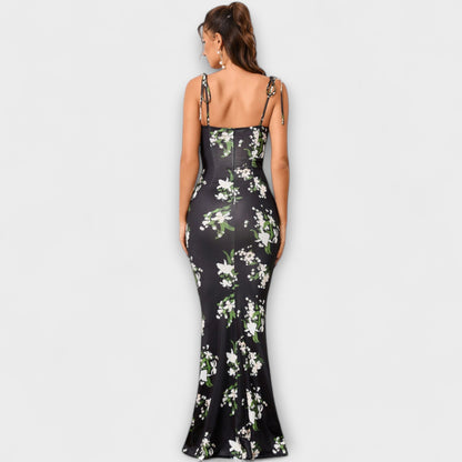 Thalia - Dunkelgrünes Maxikleid mit Blütenmuster
