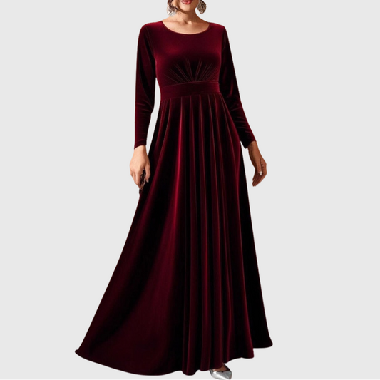 Madlaina | Samt-Maxikleid mit langen Ärmeln