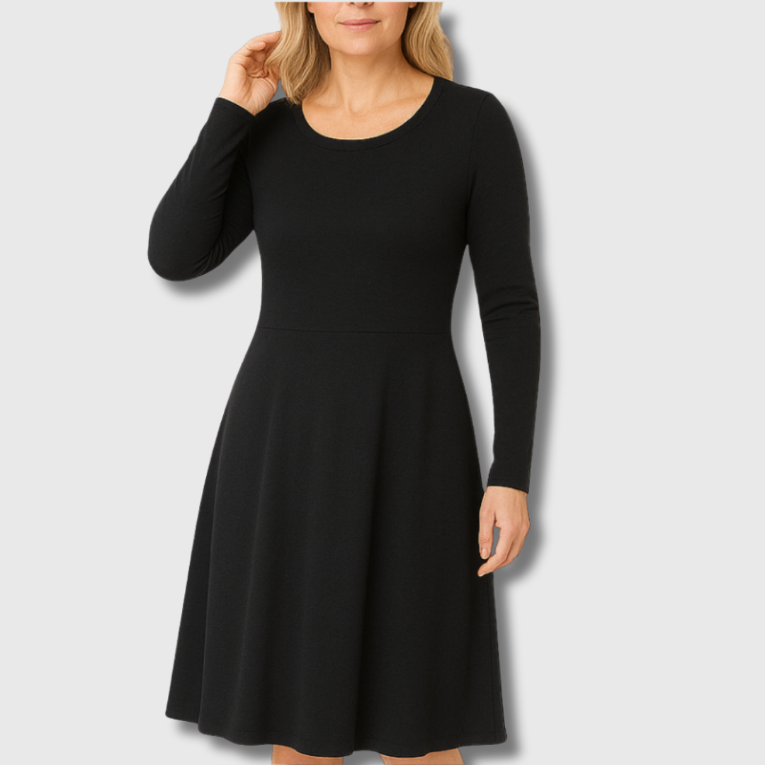 Roswitha | Klassisches ausgestelltes Kleid mit langen Ärmeln