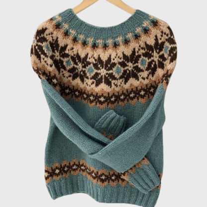 Ocean Pine | Grüner Pullover mit Norweger-Muster