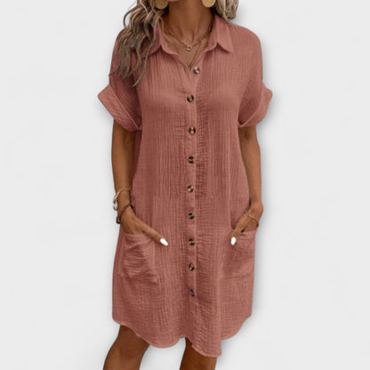 Aria | Weisses Hemdblusenkleid mit Knopfleiste