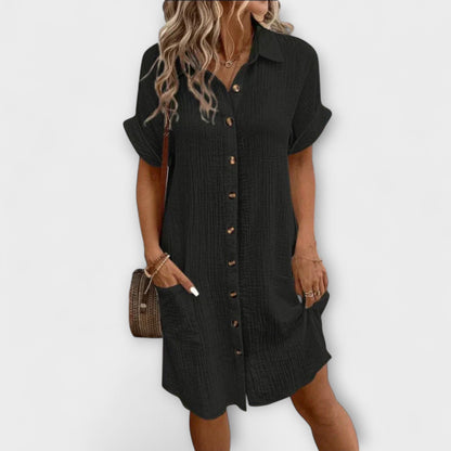 Aria | Weisses Hemdblusenkleid mit Knopfleiste