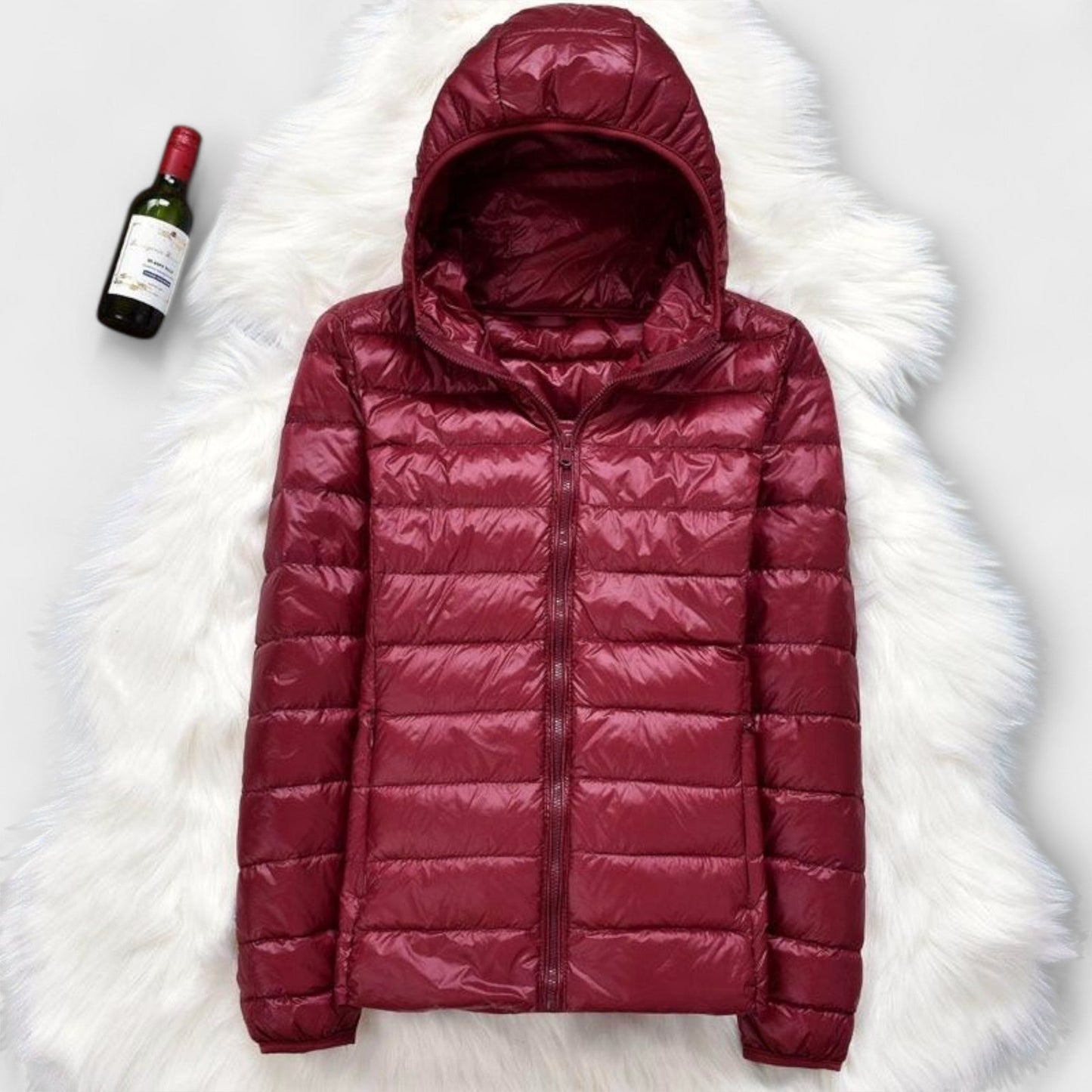 Manuela - Altrosa Winterjacke mit Kapuze