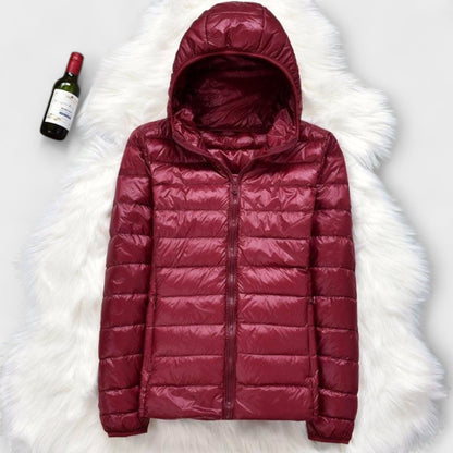 Manuela - Altrosa Winterjacke mit Kapuze