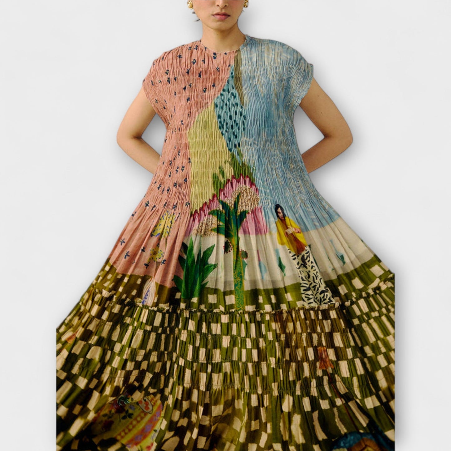 Amara | Plissiertes Maxikleid mit Animal-Print