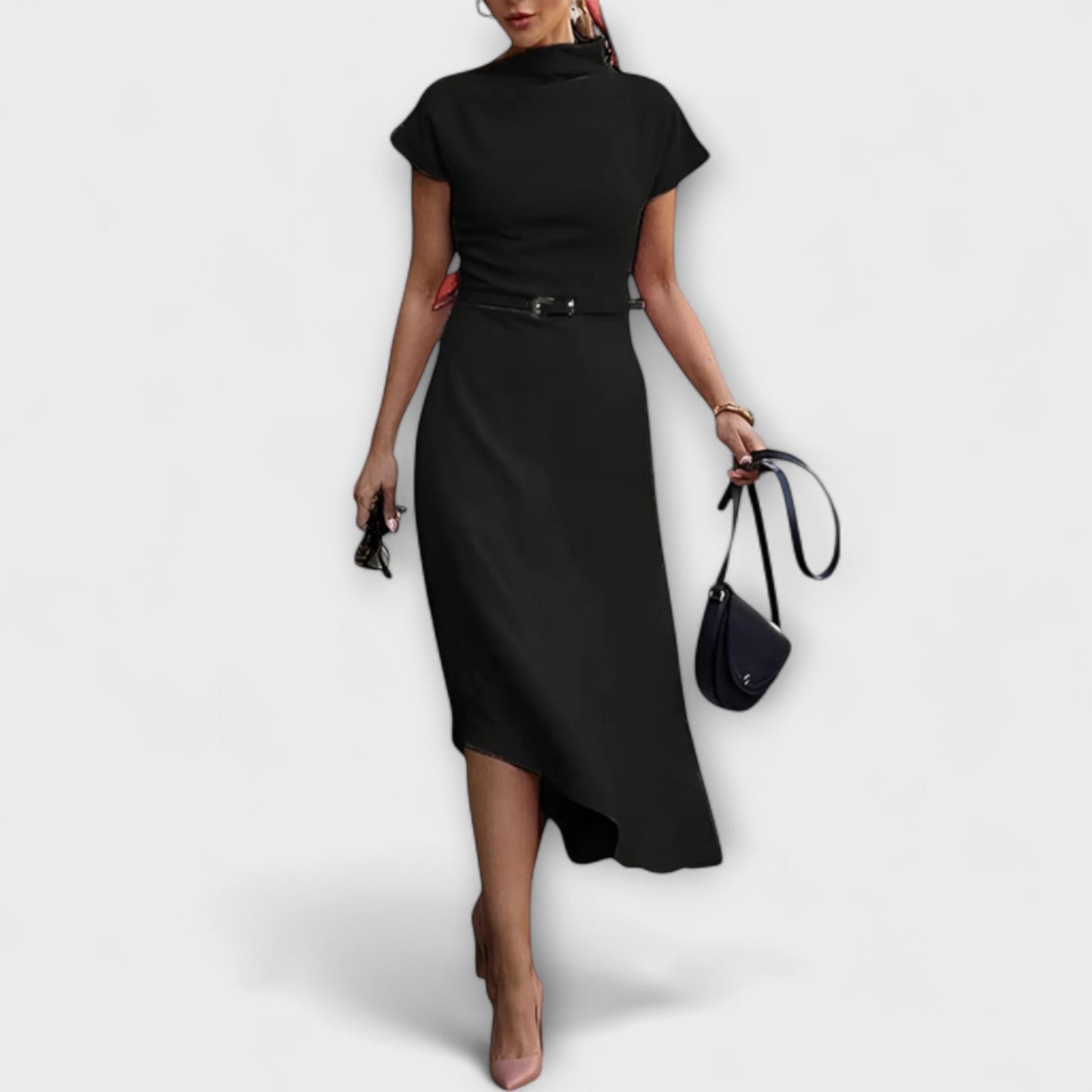 Amelia | Weisses asymmetrisches Urban-Kleid