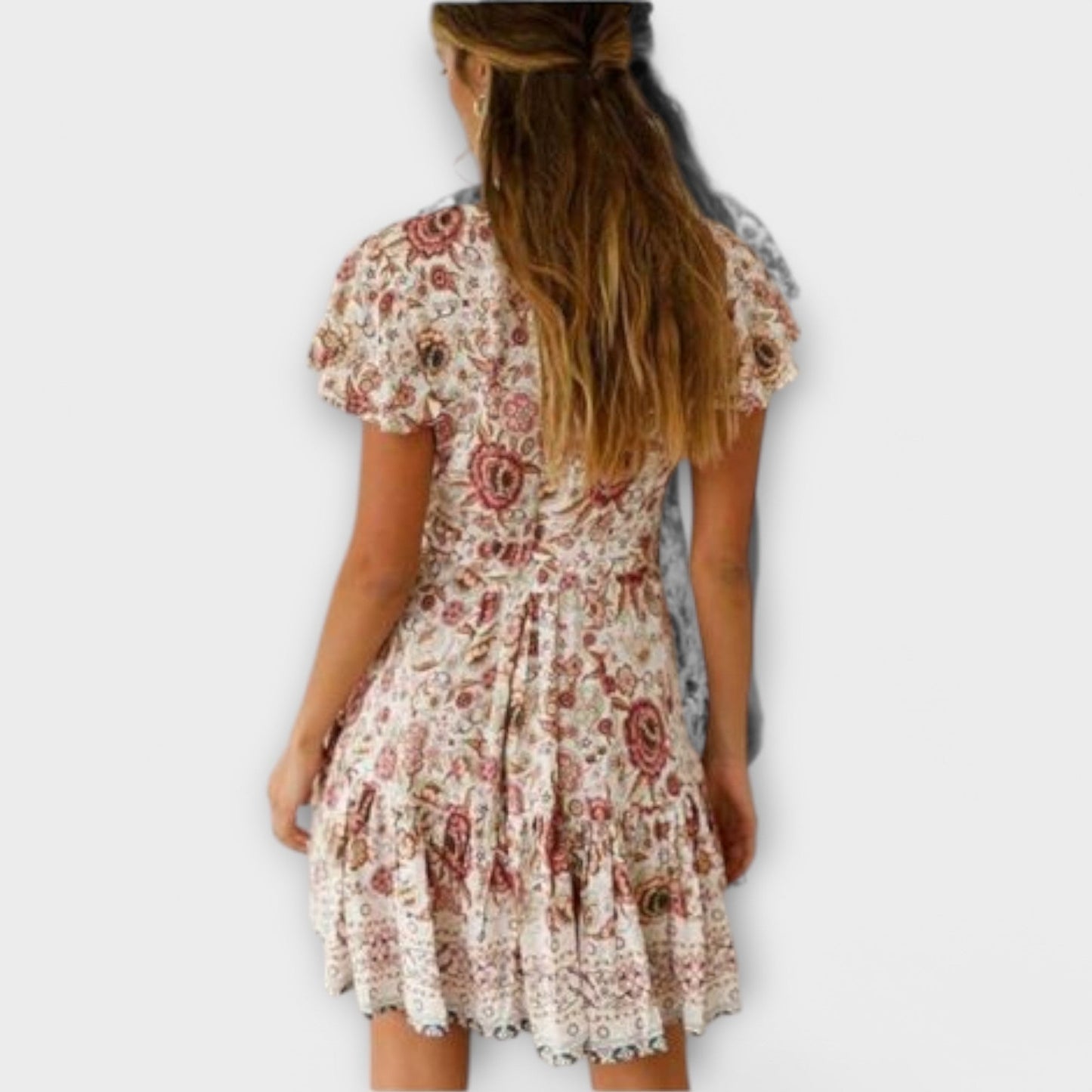 Amina | Kurzes Boho-Kleid mit Blütenmuster