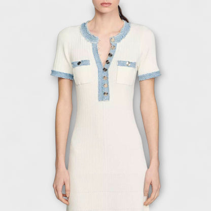 Alecia | Weisses strukturiertes Maxikleid